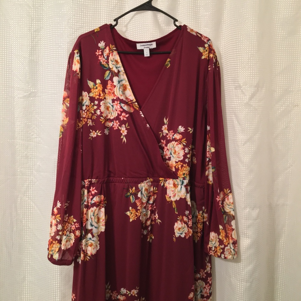 Cherry Floral Maxi Dress (4X) | Boutique Plus